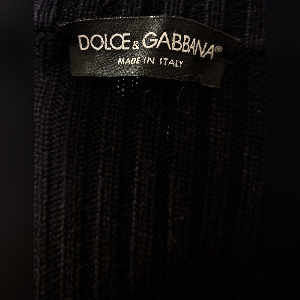 Vintage Y2K Dolce & Gabbana Black Knit Virgin Wool Goth Moto Sweater Dress SZ XL - Picture 4 of 6